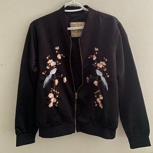 Floral Black Bomber Jacket